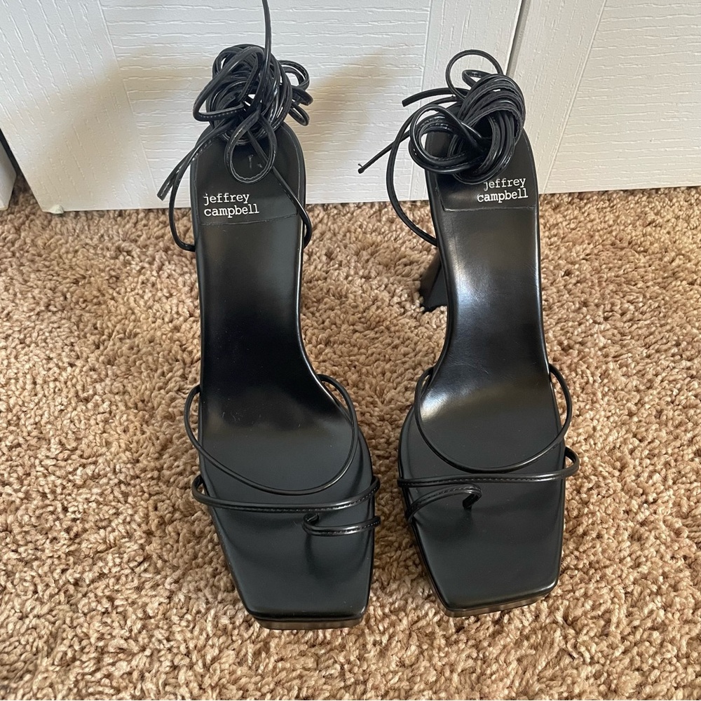 Jeffrey Campbell Prima Donna Platform Tie Up Sandals Heels Women’s 9.5 Black Y2K - Picture 4 of 12
